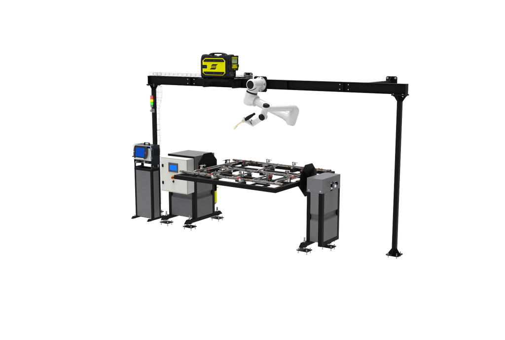 Sistema de soldadura robotizado con mesa de soldadura rotativa
